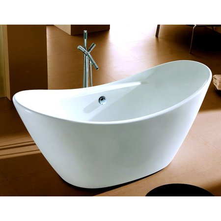 ALFI BRAND ALFI brand AB8803 68" White Oval Acrylic Free Standing Soaking Bathtub AB8803